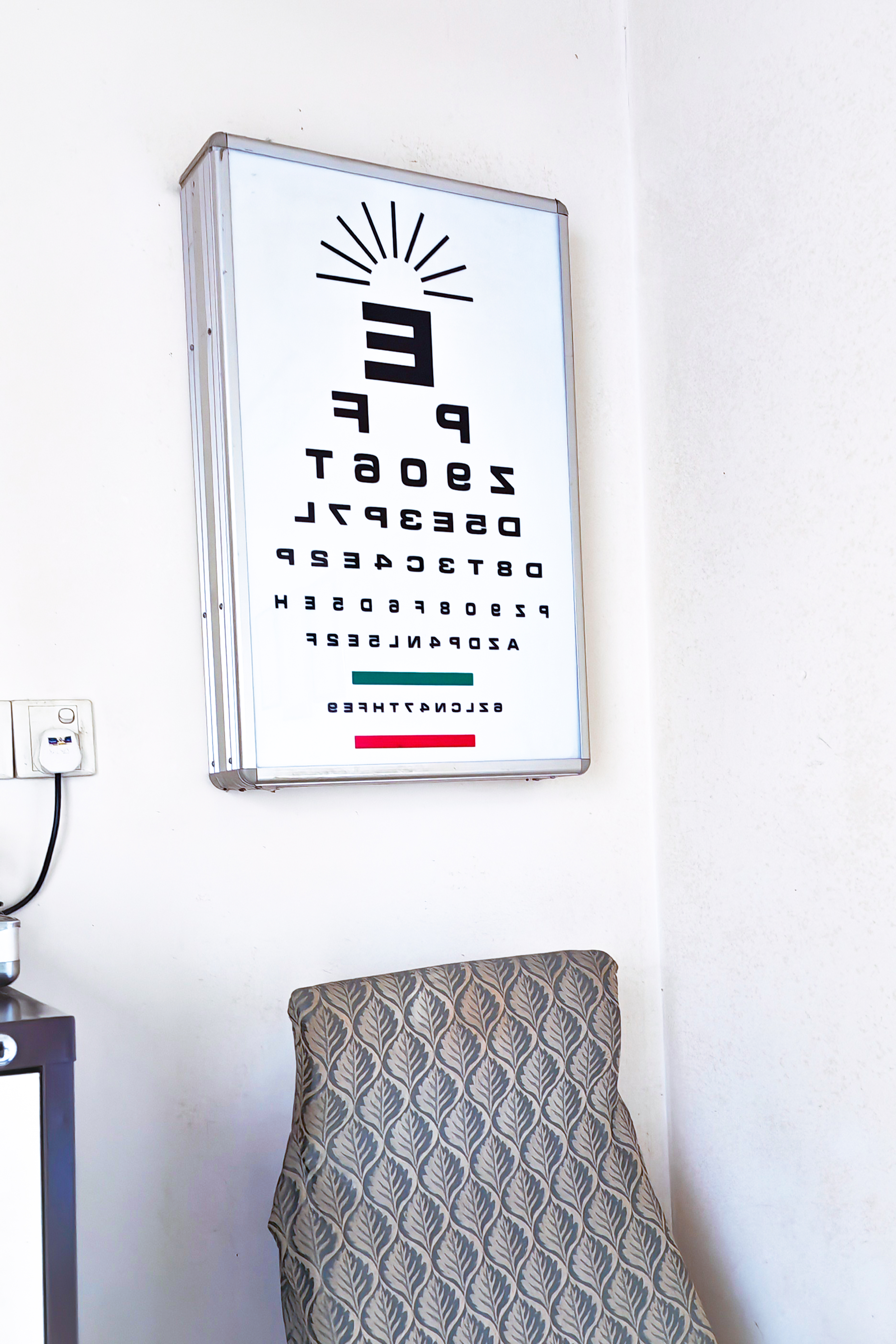 Eye Chart and Exam Chair